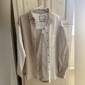 American eagle button up long sleeve corduroy, size m